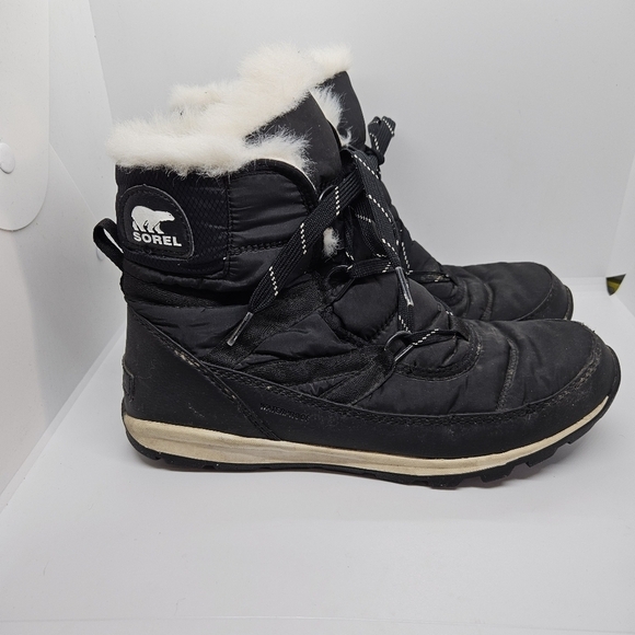 SOREL Women’s Whitney Short Lace Boot warm winter snow black US 9 - Picture 1 of 8